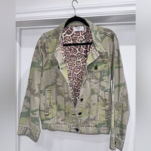 One Teaspoon Camo & Leopard Print Denim Jacket size Small